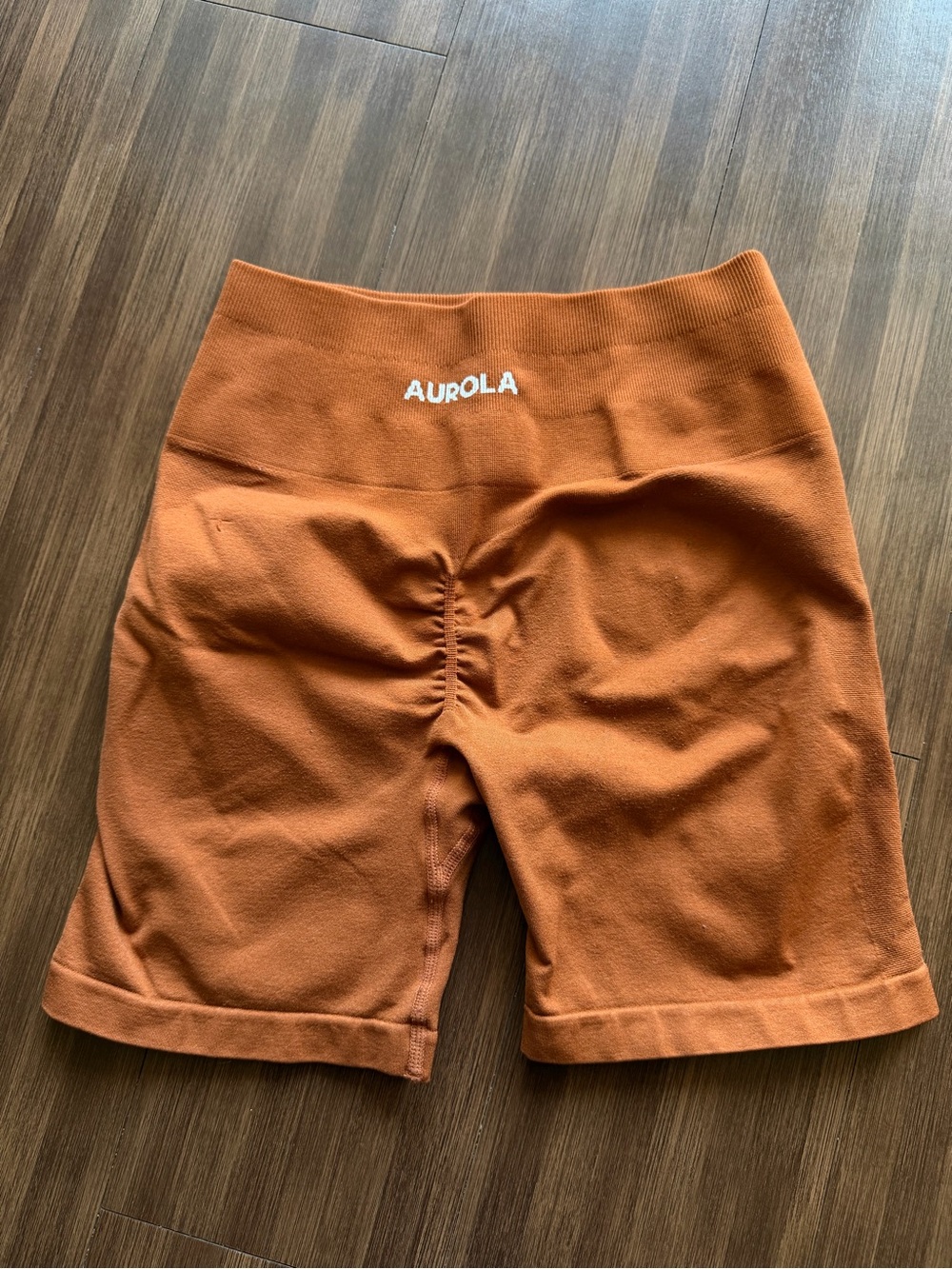 Women's Rust Orange High-Waist Bike Shorts